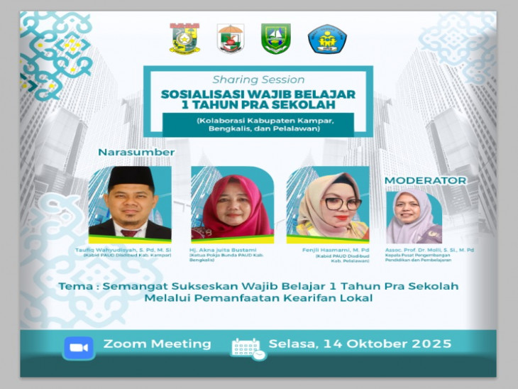 Kolaborasi Kampar, Bengkalis dan Pelalawan Gelar Sharing Session Wajib Belajar 1 Tahun Pra-Sekolah